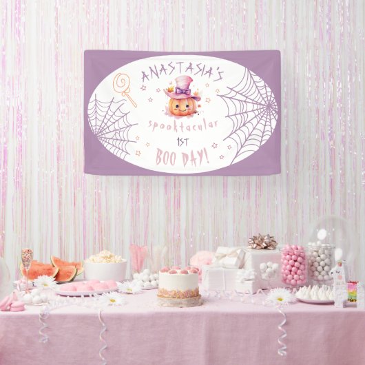 Little boo Almost Due Halloween Baby Girl Geburtst Banner (Party)
