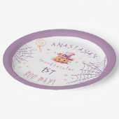 Little boo Almost Due Halloween Baby Girl Geburtst Pappteller (Schrägansicht)