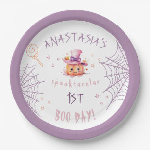 Little boo Almost Due Halloween Baby Girl Geburtst Pappteller