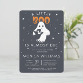 Little Boo Almost Due | Halloween-Kinderdusche Einladung (Stehend Vorderseite)