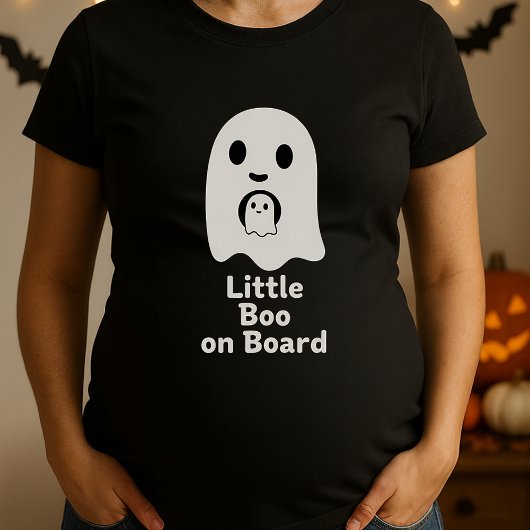 Little Boo an Board Ghost Maternity Halloween T-Shirt