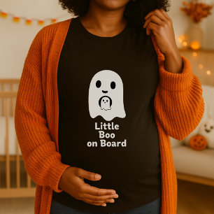 Little Boo an Board Ghost Maternity Halloween T-Shirt