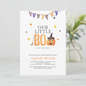 Little Boo Baby Dusche, Halloween Pumpkindusche Einladung (Stehend Vorderseite)