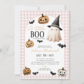 Little Boo Baby Dusche Pink Ghost Pumpkin Einladung (Vorderseite)