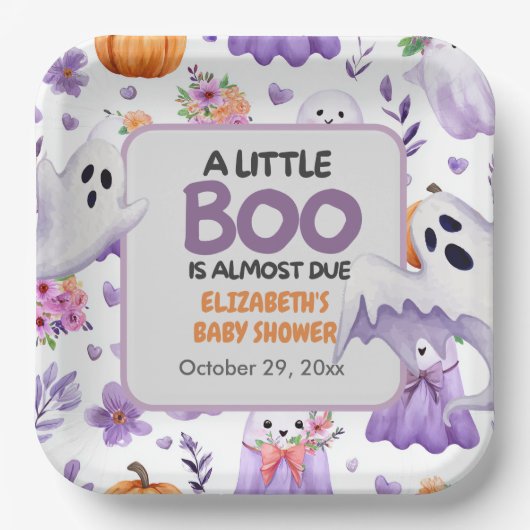 Little Boo Baby Dusche Pumpkin Halloween Pappteller (Vorderseite)