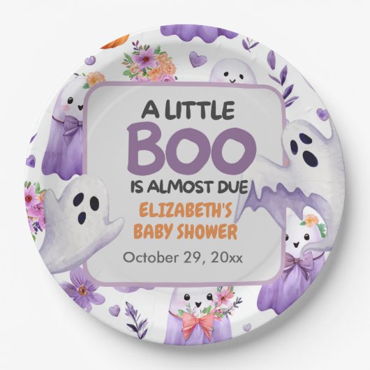Little Boo Baby Dusche Pumpkin Halloween Pappteller (Vorderseite)