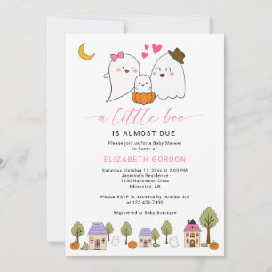 Little Boo Baby Shower Halloween-Geist-QR-Code  Einladung