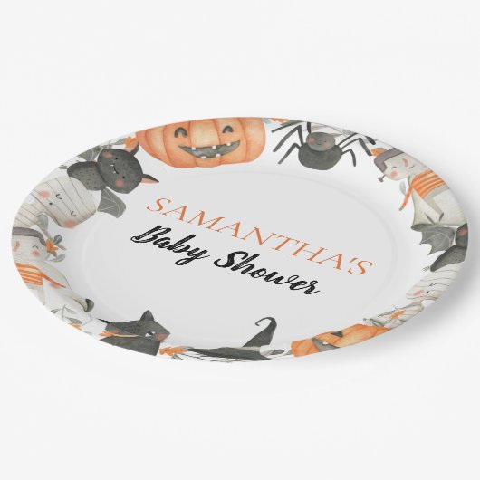 Little Boo Baby Shower Paper Plate Pappteller (Schrägansicht)