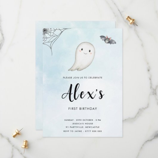 Little Boo Birthday Party Einladung (Vorderseite/Rückseite Beispiel)