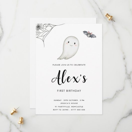 Little Boo Birthday Party Einladung (Vorderseite/Rückseite Beispiel)