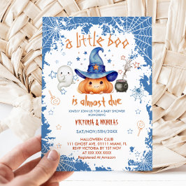 Little Boo Blue Boy Pumpkin Baby Shower Einladung