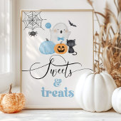 Little Boo Blue Geist Halloween Süßigkeiten und Le Poster