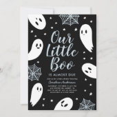 Little Boo Blue Ghost Halloween Baby Dusche Einladung (Vorderseite)