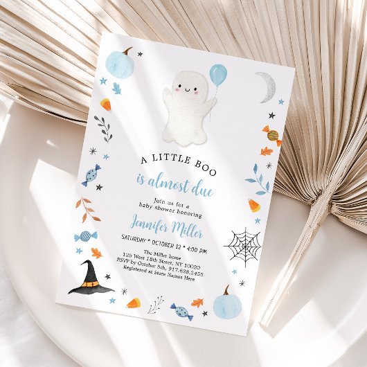 Little Boo Blue Ghost Halloween Baby Dusche Einladung