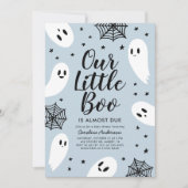 Little Boo Blue Ghost Halloween Baby Dusche Einladung (Vorderseite)