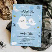 Little Boo Blue Gold Ghost Pumpkin Baby Dusche Einladung
