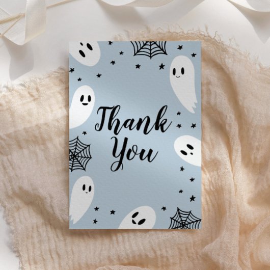 Little Boo Blue Halloween Baby Dusche Dankeskarte