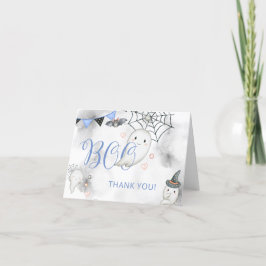 Little Boo Blue Halloween Ghost Baby Dusche Dankeskarte