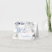 Little Boo Blue Halloween Ghost Baby Dusche Dankeskarte (Vorderseite)