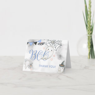 Little Boo Blue Halloween Ghost Baby Dusche Dankeskarte