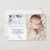 Little Boo Blue Halloween Ghost Baby ShowFoto Dankeskarte (Vorderseite)