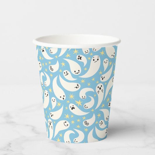 Little Boo Blue Pattern Baby Dusche Pappbecher (Vorderseite)