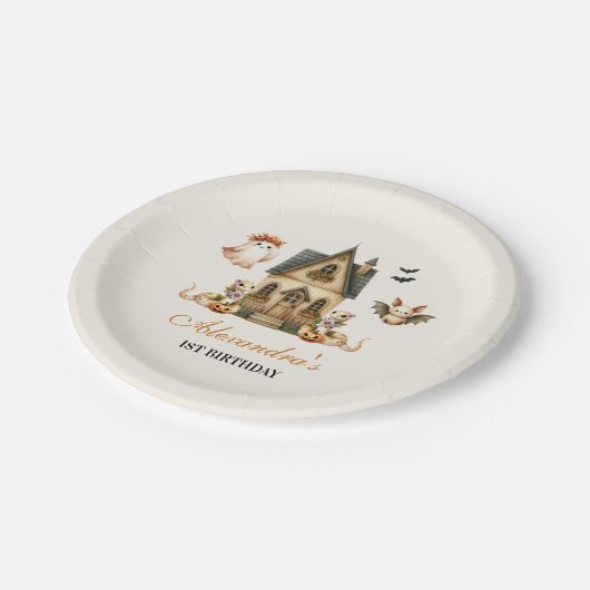 Little Boo Boho Birthday Bash Pappteller (Schrägansicht)