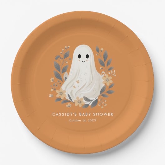 Little Boo Boho Ghost Halloween Baby Shower Pappteller (Vorderseite)