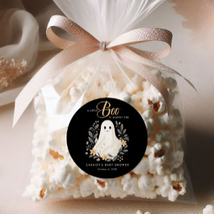 Little Boo Boho Ghost Halloween Baby Shower Runder Aufkleber