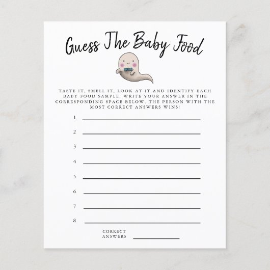 Little Boo Boy rät das Baby Food Dusche Spiel (Vorderseite)