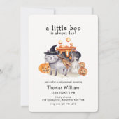 Little Boo Cat in Hat Hexe Brauen Babydusche Einladung (Vorderseite)
