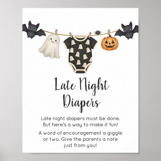 Little Boo Clothesline Baby Late Night Diaper Zeic Poster (Vorne)
