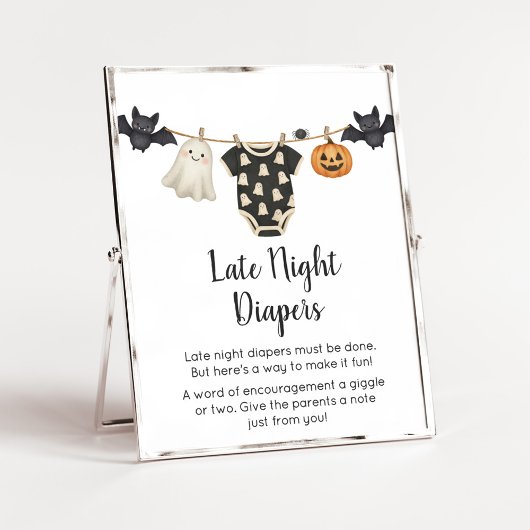 Little Boo Clothesline Baby Late Night Diaper Zeic Poster