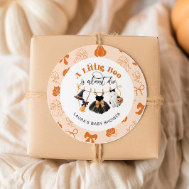 Little Boo Clothesline Bow Orange Baby Dusche Runder Aufkleber