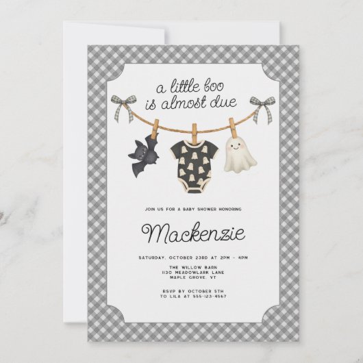 Little Boo Clothesline Halloween Baby Dusche Einladung (Vorderseite)