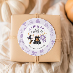 Little Boo Clothesline Lila Baby Dusche Runder Aufkleber
