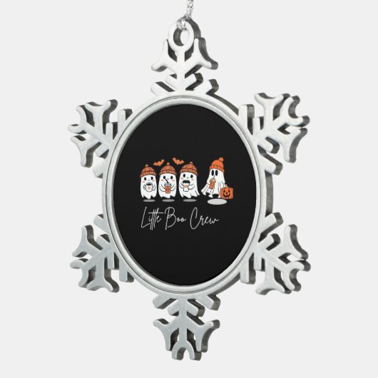 Little Boo Crew Minimal Clean Design Schneeflocken Zinn-Ornament (Rechts)