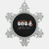 Little Boo Crew Minimal Clean Design Schneeflocken Zinn-Ornament (Vorderseite)