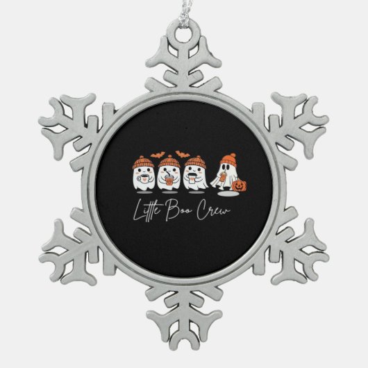 Little Boo Crew Minimal Clean Design Schneeflocken Zinn-Ornament (Vorderseite)