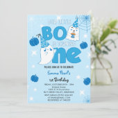 Little Boo dreht ein Halloween erster Geburtstag Einladung (Stehend Vorderseite)