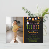 Little Boo Dreiländerdrehend drittes GeburtstagsFo Einladung (Stehend Vorderseite)