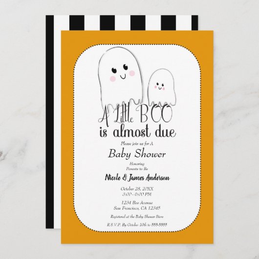 Little BOO Due Halloween Ghost Baby Dusche Einladung (Vorne/Hinten)
