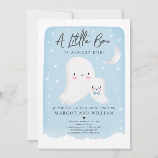 Little Boo Dusche Halloween Ghost Baby Dusche Einladung (Vorderseite)