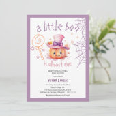 Little boo Fast Due Halloween Baby Girl Dusche Einladung (Stehend Vorderseite)