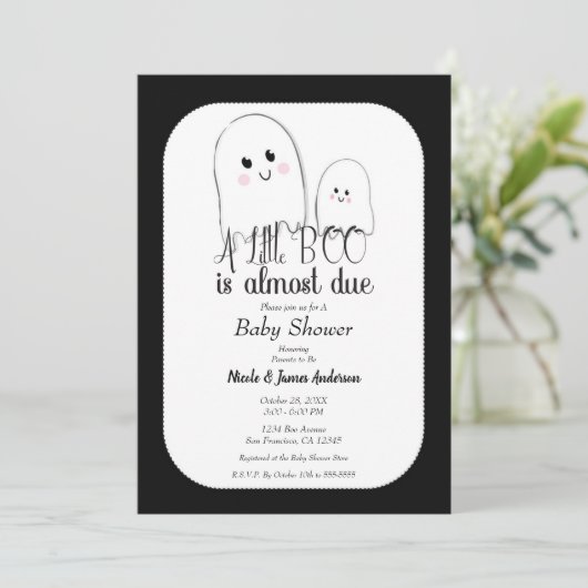 Little BOO fast gerade wegen Halloween Babydusche Einladung (Stehend Vorderseite)
