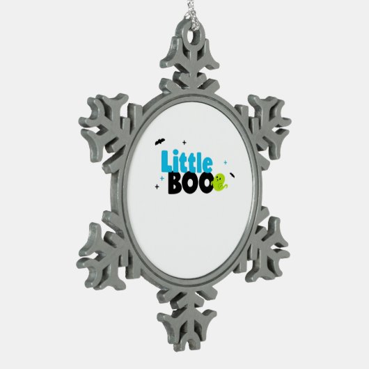 Little Boo Funny Retro Schneeflocken Zinn-Ornament (Links)