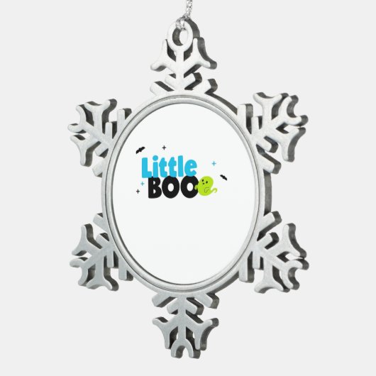 Little Boo Funny Retro Schneeflocken Zinn-Ornament (Rechts)