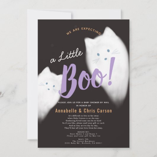 Little Boo Ghost Cat Halloween Baby Show by Mail Einladung (Vorderseite)