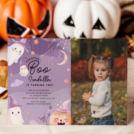 Little Boo Ghost Foto Geburtstag Einladung