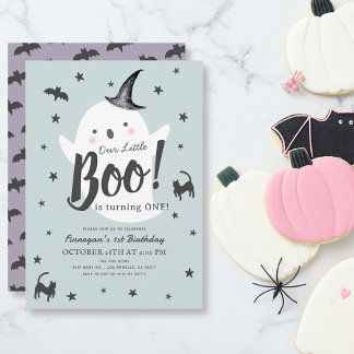 Little Boo Ghost Halloween Blue Boy 1. Geburtstag Einladung